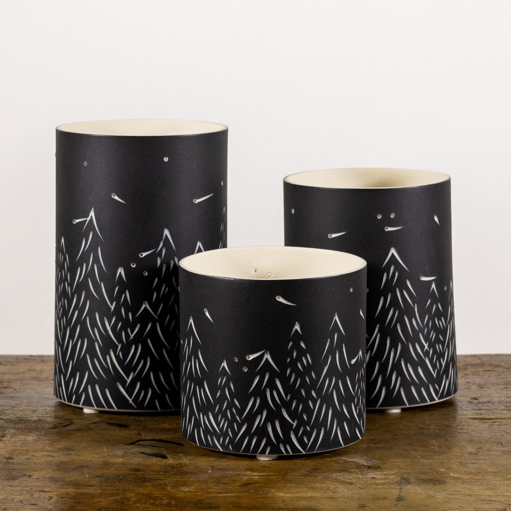 Ceramic candle holders with tree design