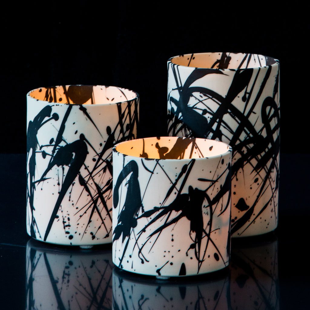 Abstract black and white candles
