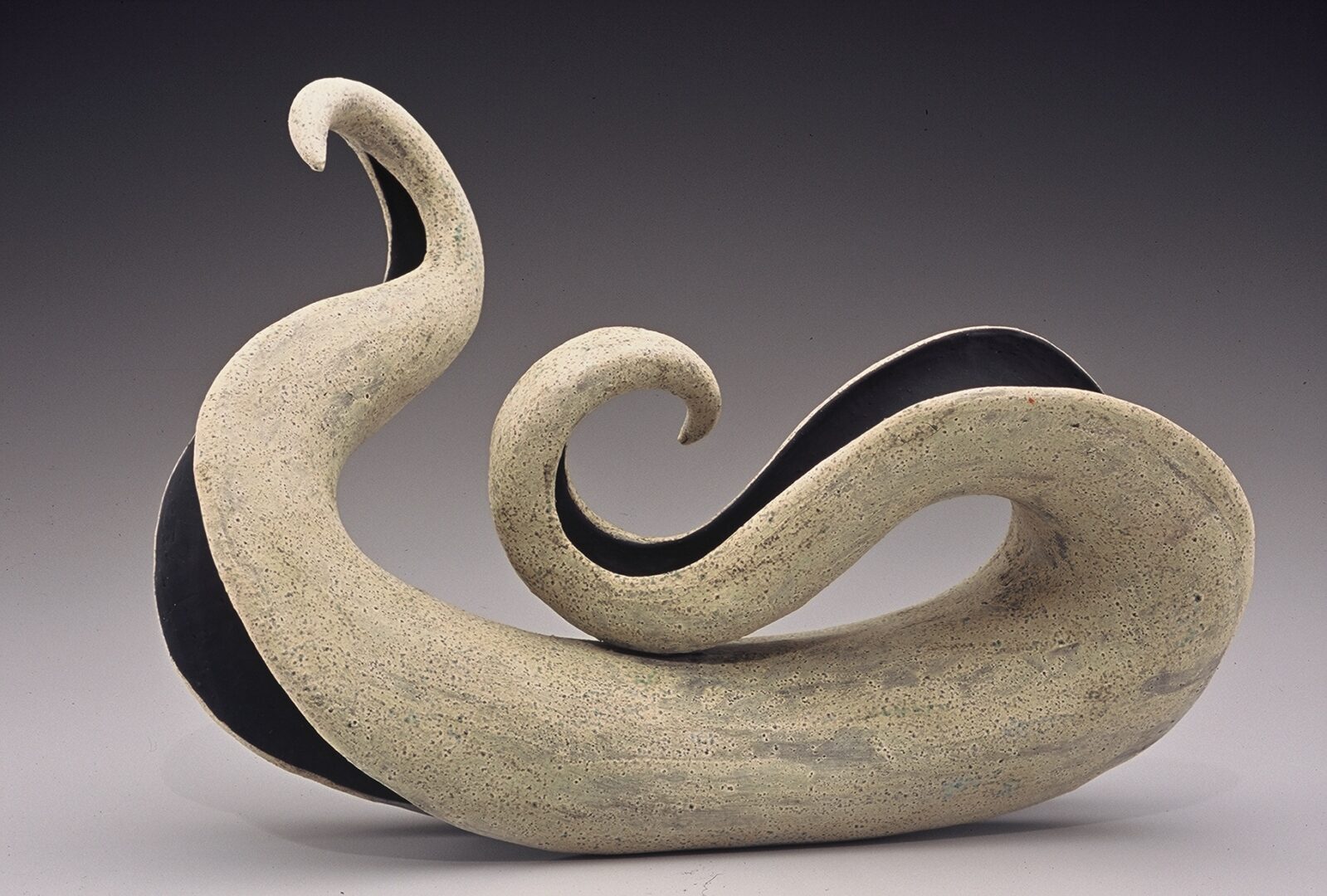 Curved, textured ceramic art piece