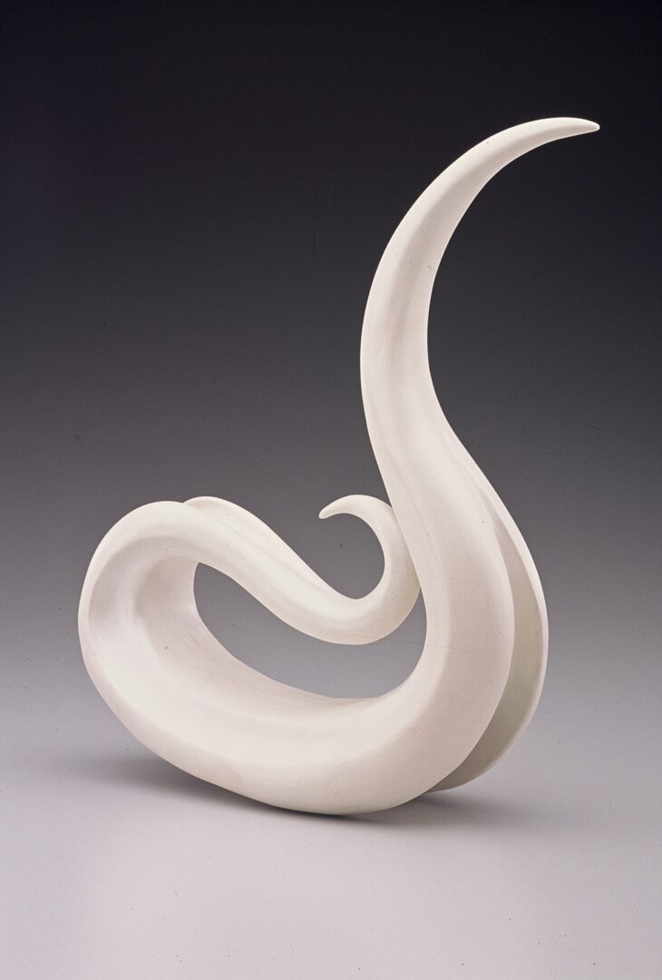 Curved white ceramic sculpture