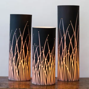Glowing lamps with abstract design