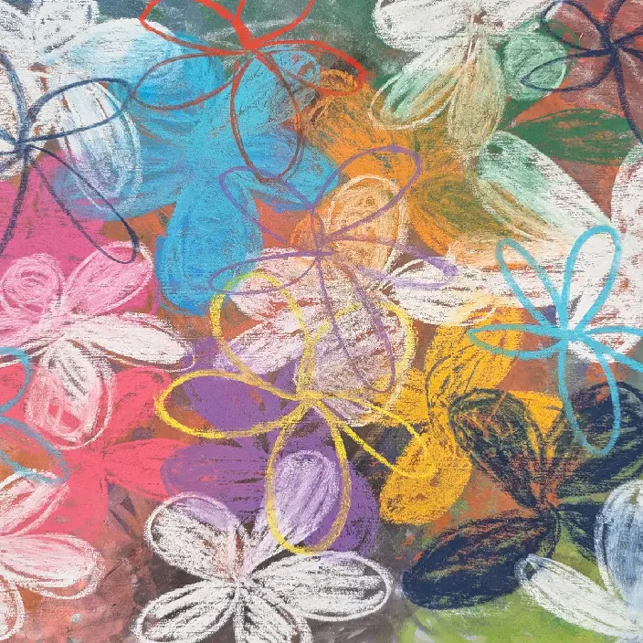 Vibrant chalk flower doodles