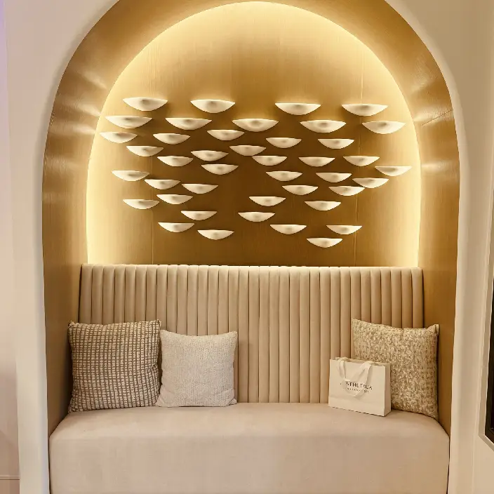 Cozy bench with decorative cushions